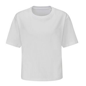 Mantis Womens/Ladies Natural Cotton Heavyweight Loose Fit Crop T-Shirt / White